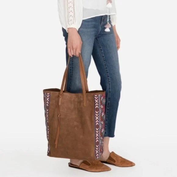 Johnny Was Tote Handbag Lola Embroidered Soft Leather - Picture 3 of 10